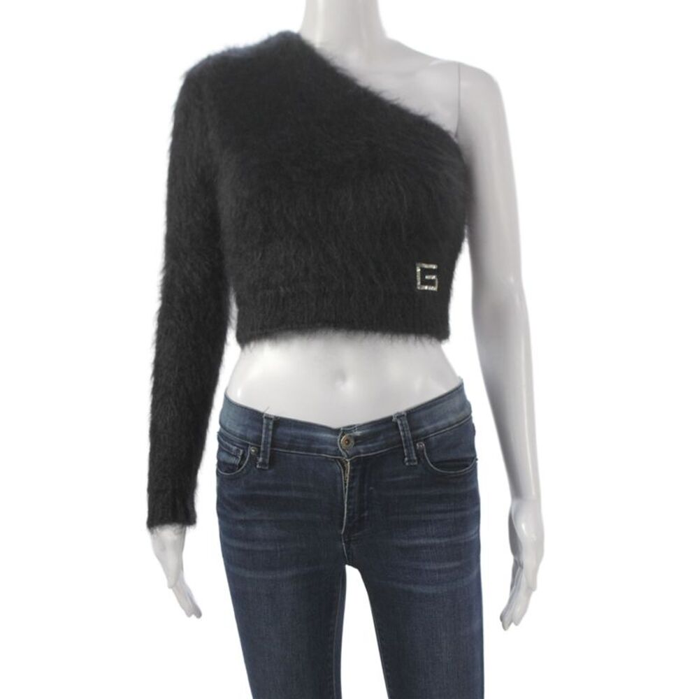 Gucci Women Cropped Mohair Long Sleeve Button Top Black Size XS